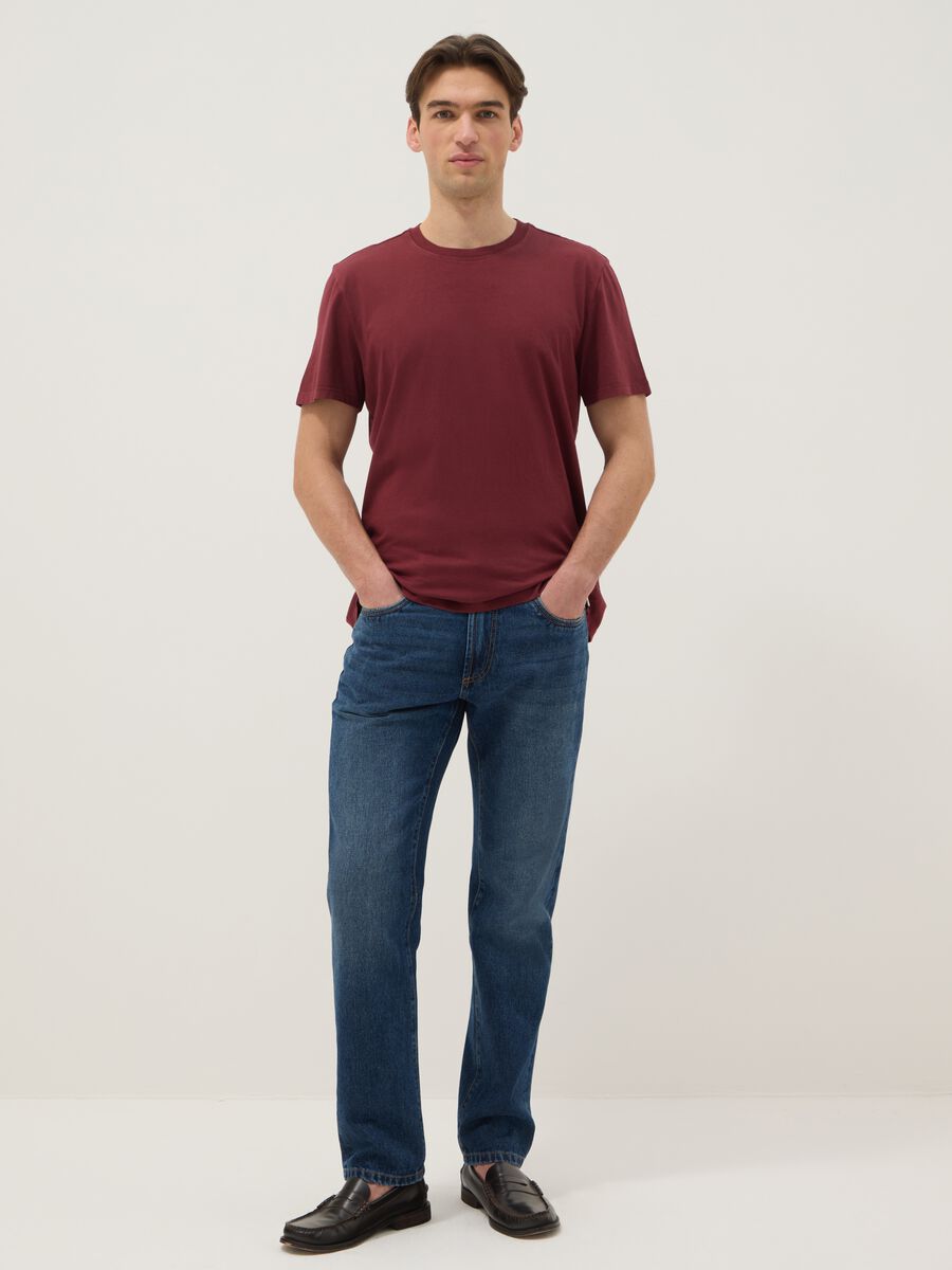 T-shirt bordeaux in puro cotone italiano_1