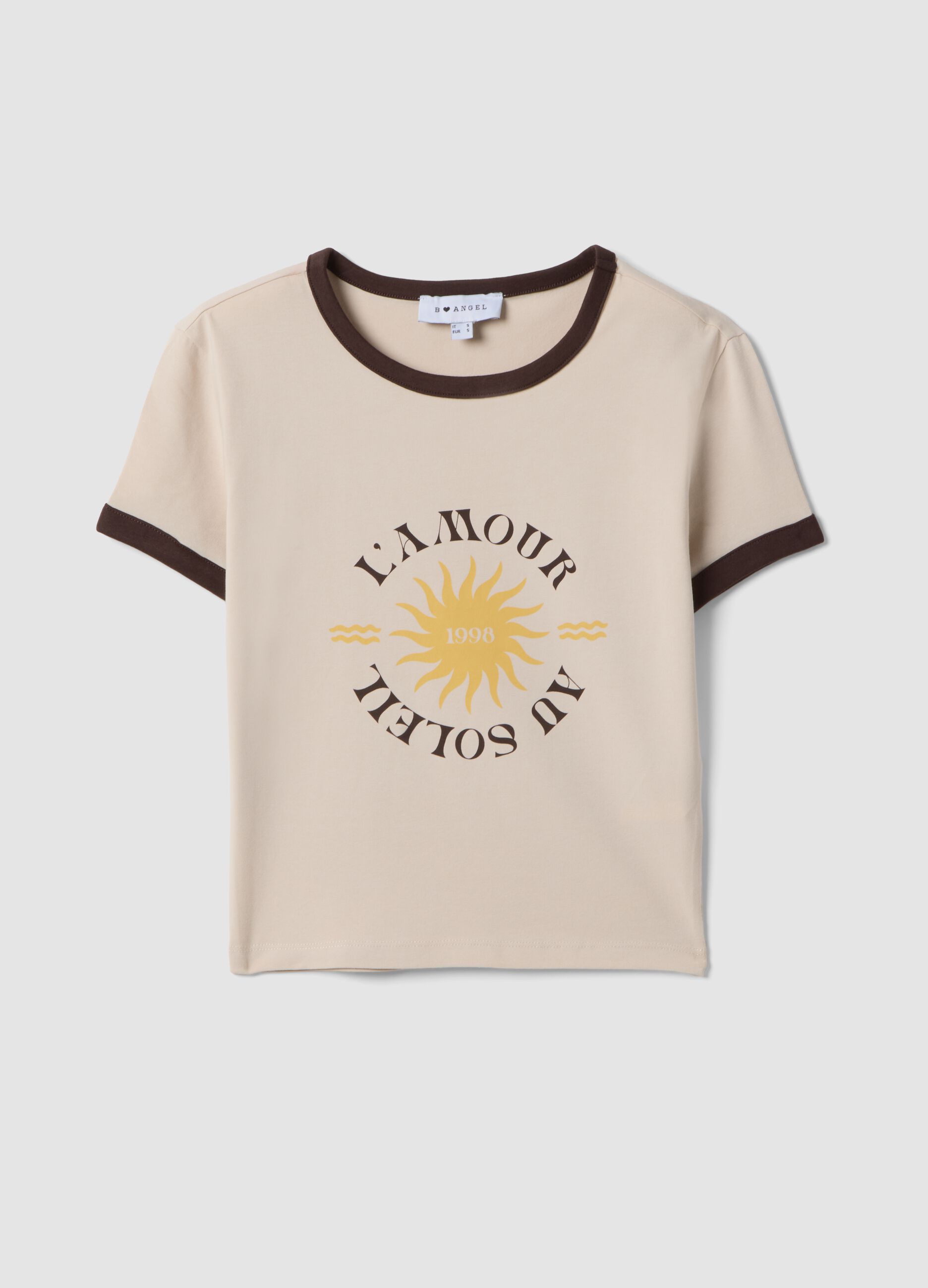 White stretch cotton regular-fit T-shirt with print