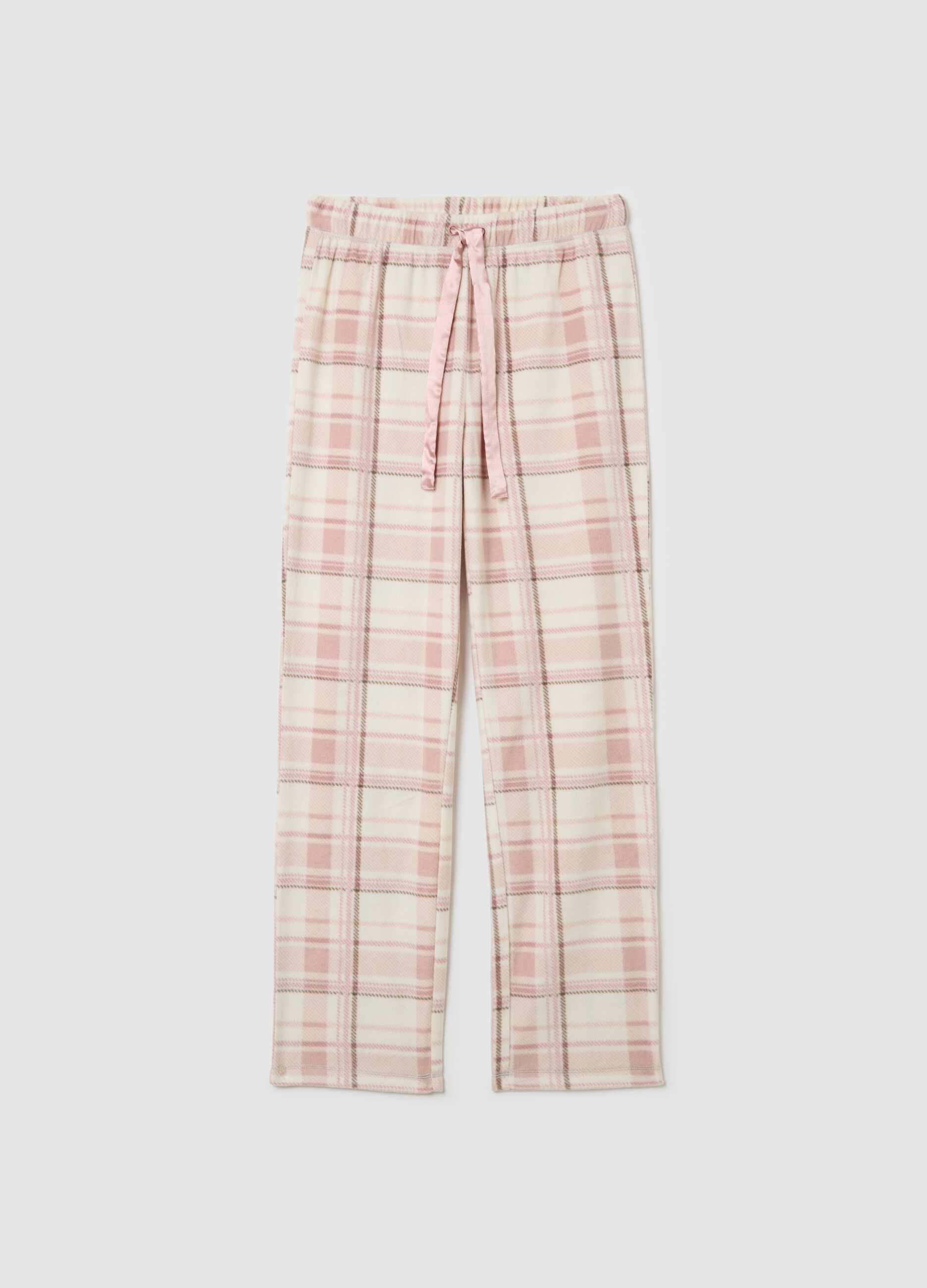 Pink fleece pyjama trousers regular fit