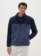 Blue high-neck fleece blend regular fit sweatshirt with zip_1