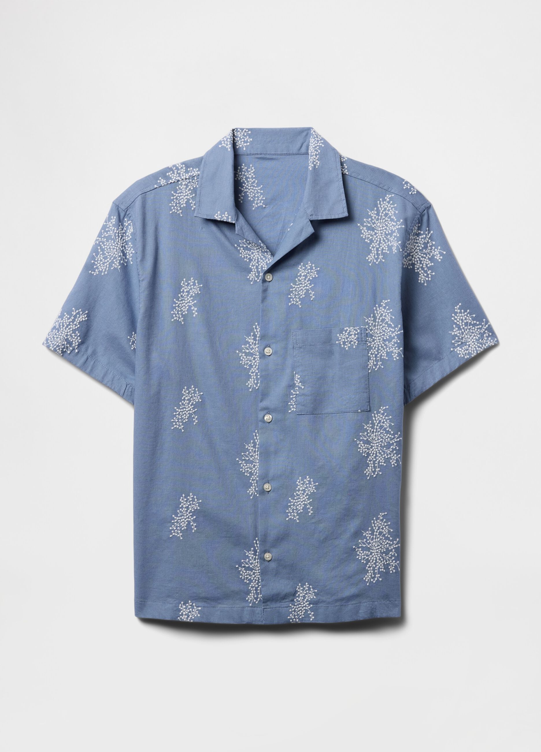 Light blue short sleeve shirt with floral print