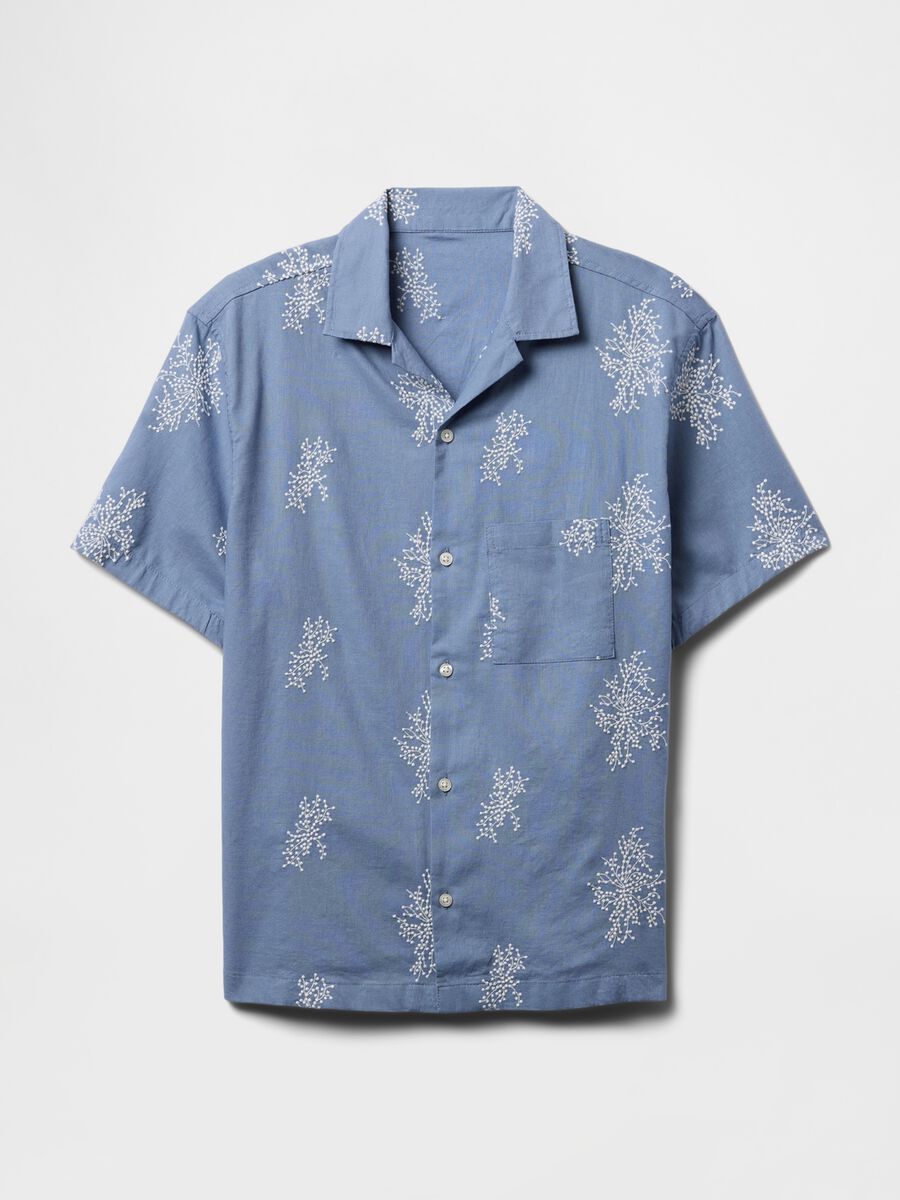 Light blue short sleeve shirt with floral print_3