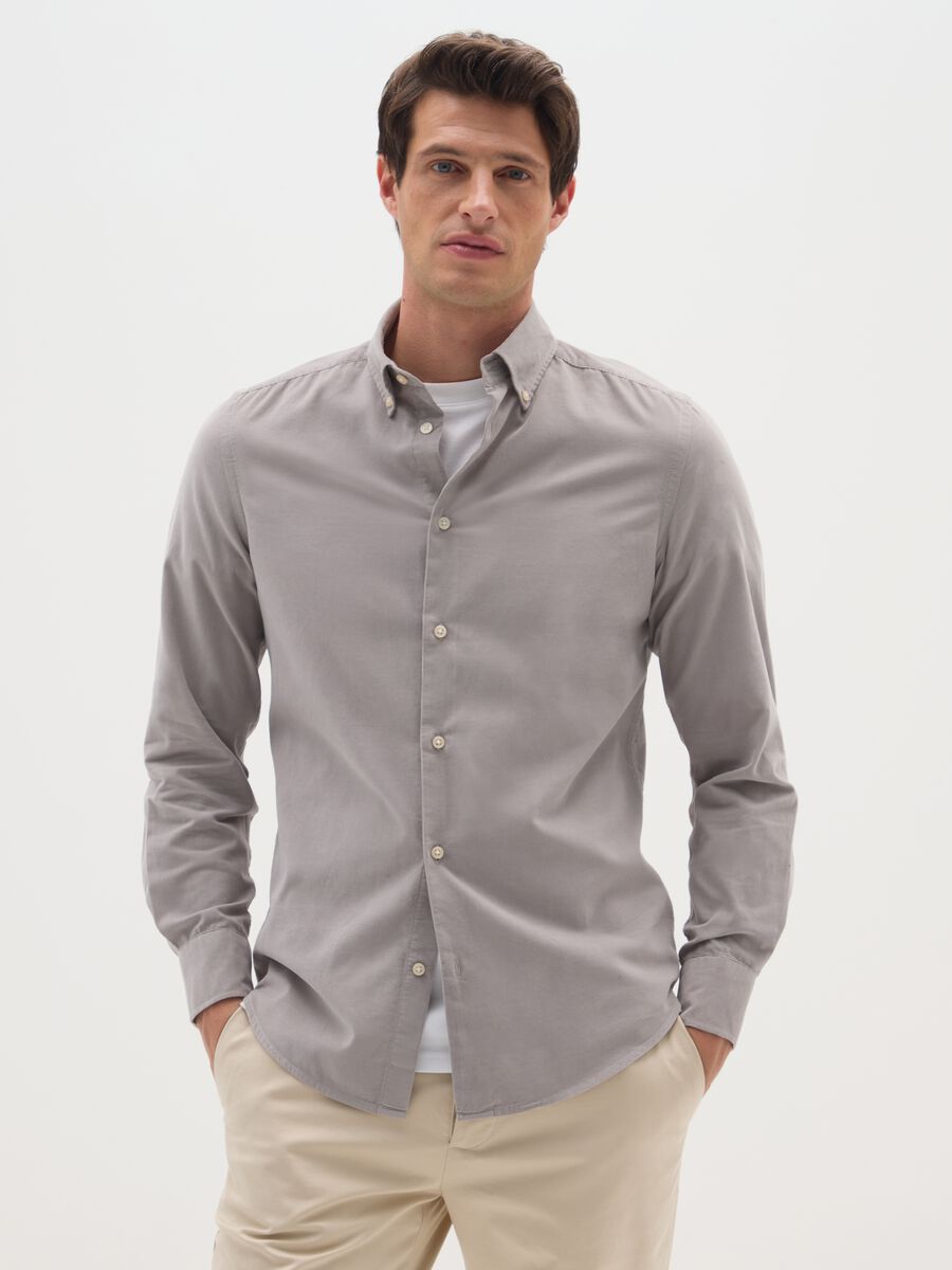 Grey pure cotton regular fit shirt_0