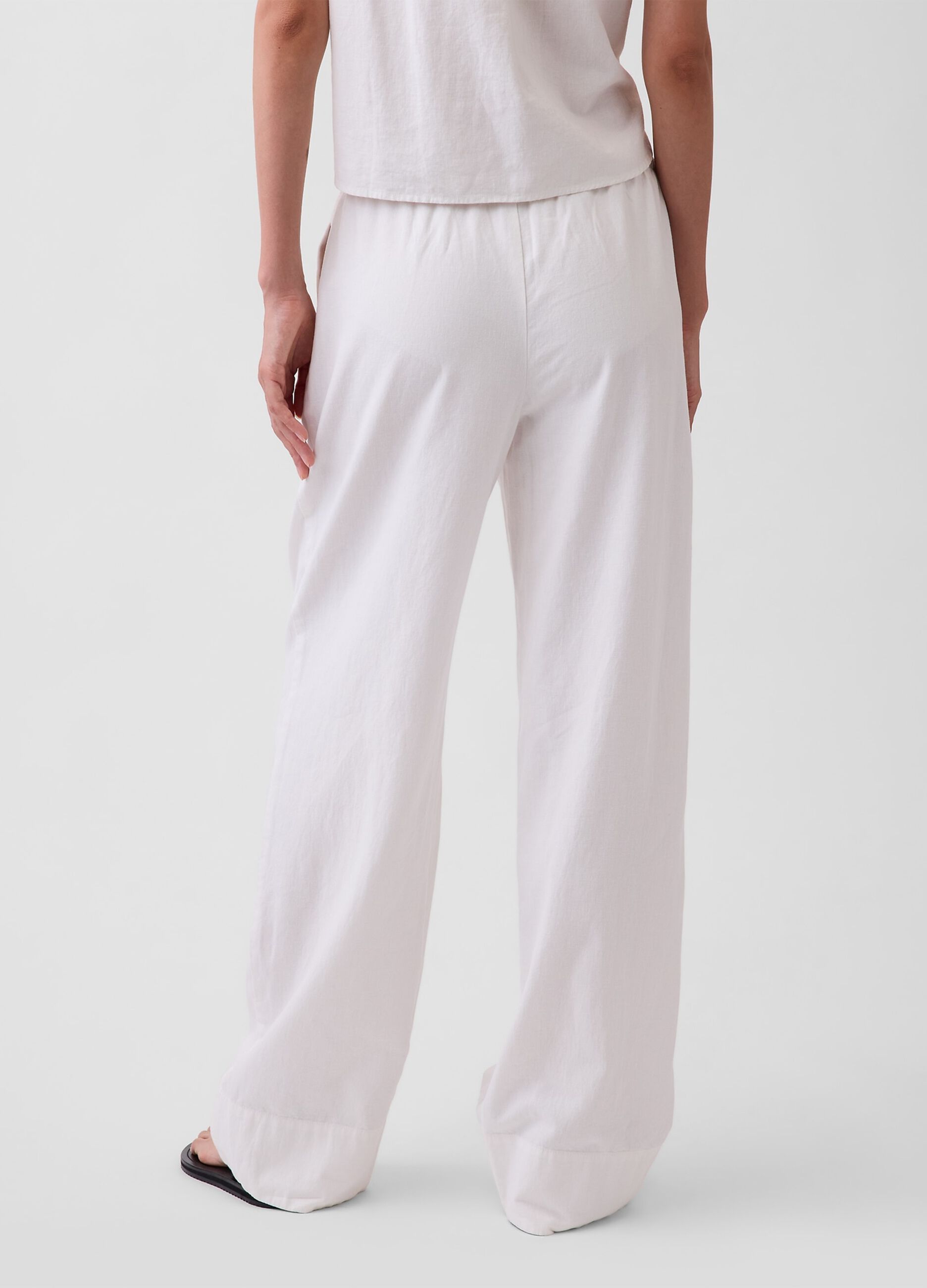 Linen-blend palazzo trousers