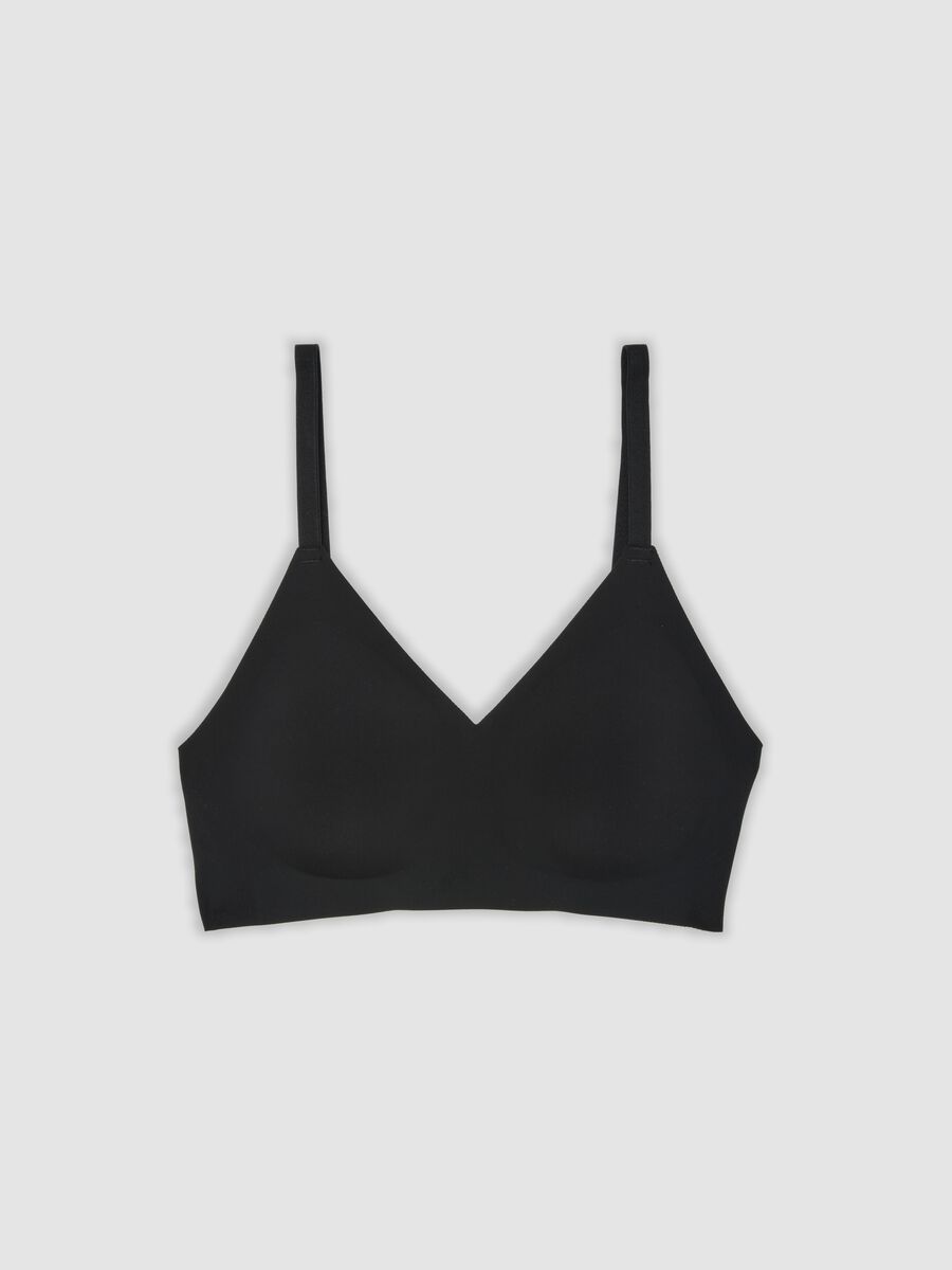 Reggiseno nero in tessuto elasticizzato con coppe removibili_4