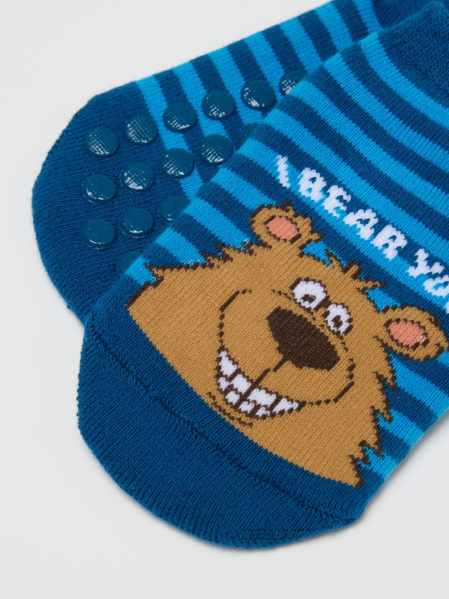 Calzini antiscivolo a righe multicolor da bambino in misto cotone_2