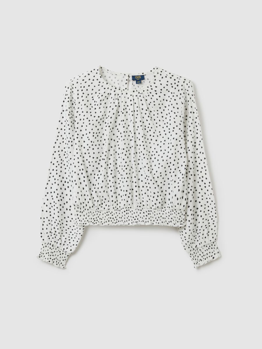 Girls' white polka dot blouse in cotton blend_0