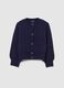 Blue regular fit girl's cardigan with knit pattern_3