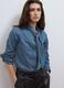 Blue denim shirt in pure cotton with neck tie, regular fit_2