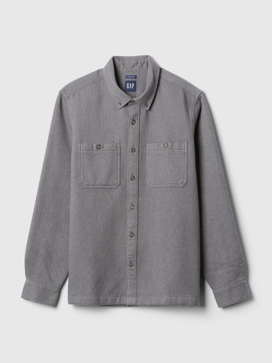 Button-down shirt with waffle weave_3