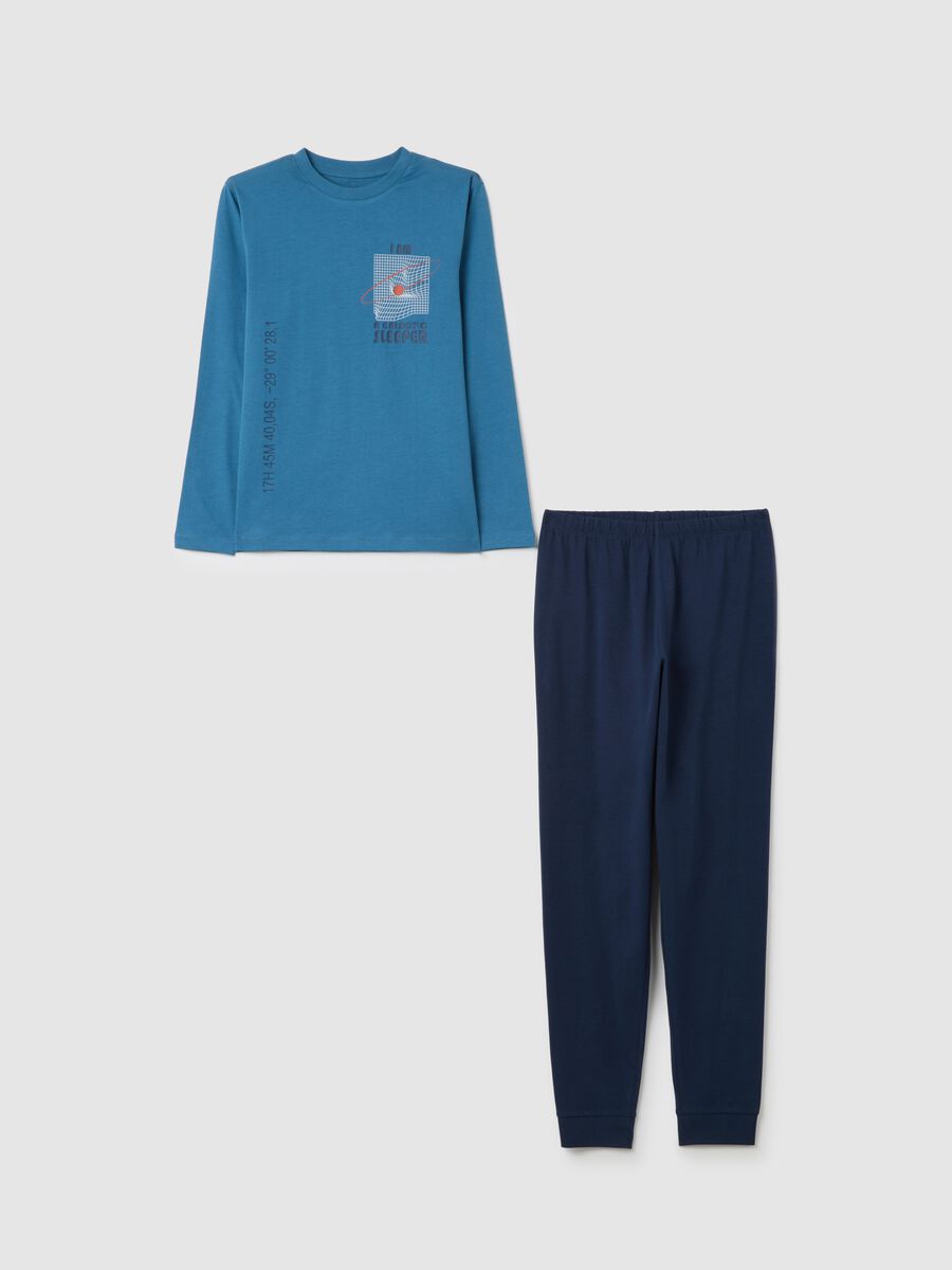Kids' pyjamas in pure blue cotton regular fit_0