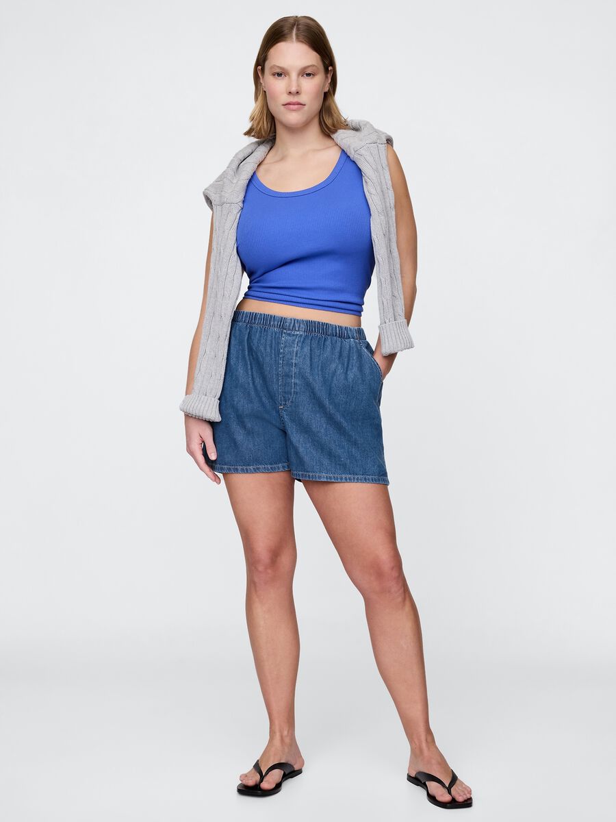 Shorts in denim con elastico in vita_6
