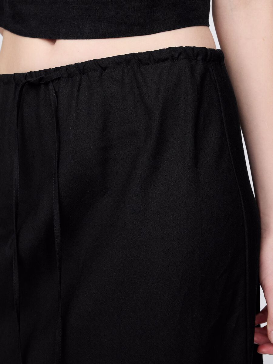 Long black skirt in linen and viscose_3