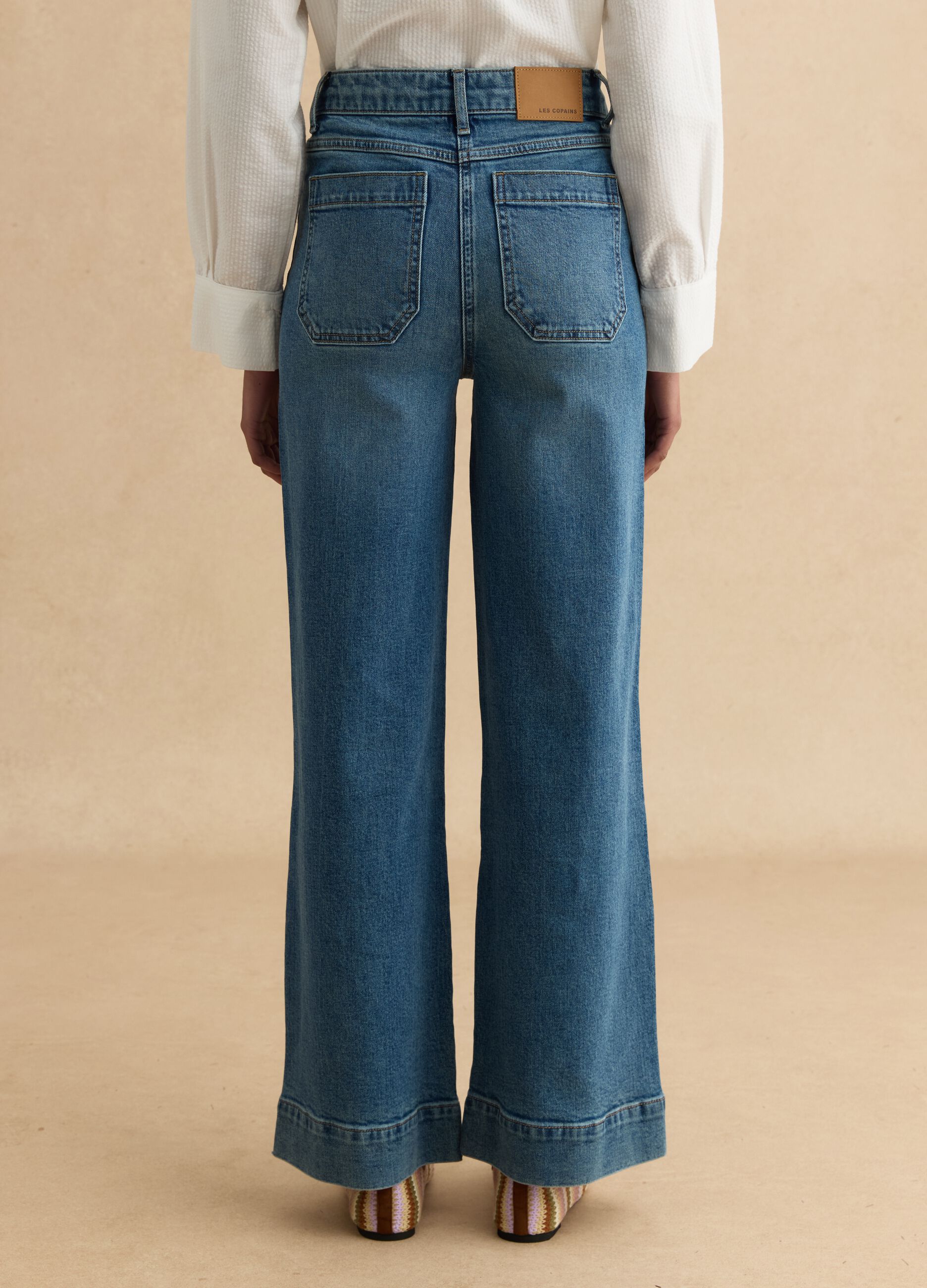 Stretch denim cotton trousers regular fit