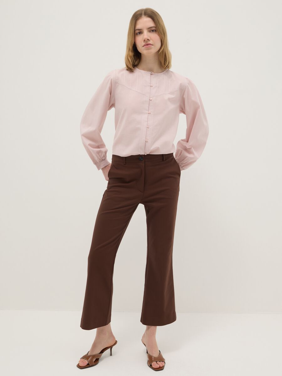 Pink pure cotton regular fit shirt with buttons and rounded collar_1