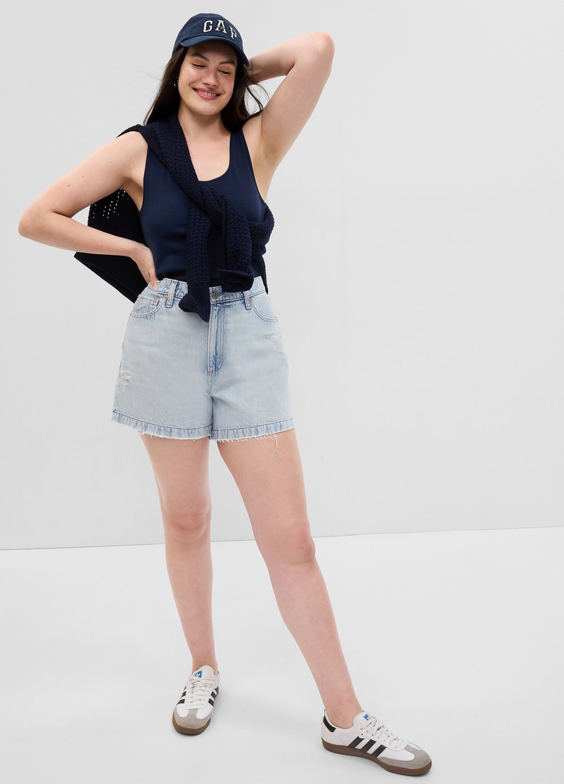 Shorts in denim a vita alta_3