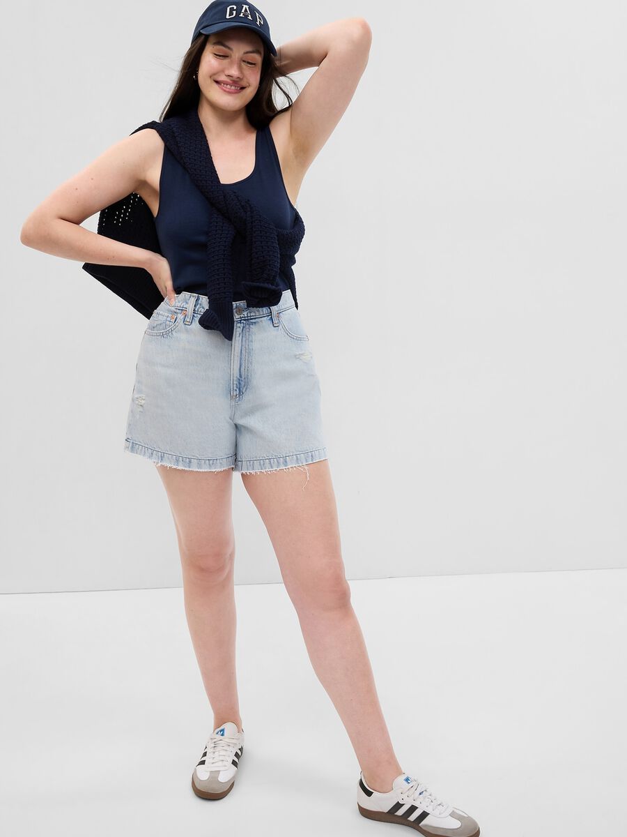 Shorts in denim a vita alta_3