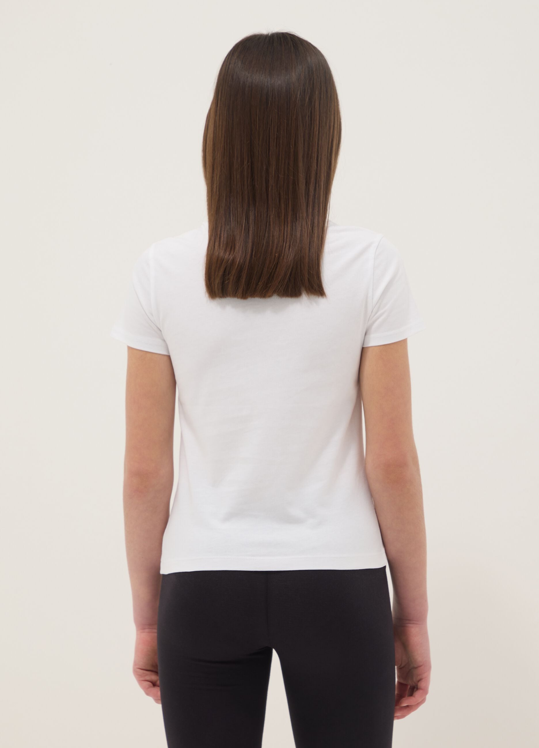 T-shirt in puro cotone bianca da ragazza regular fit con frase