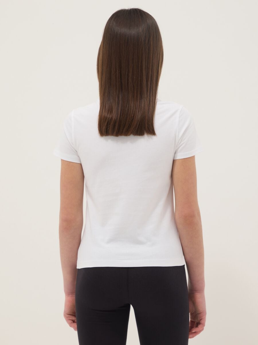 Girls' regular fit white pure cotton T-shirt with phrase_1