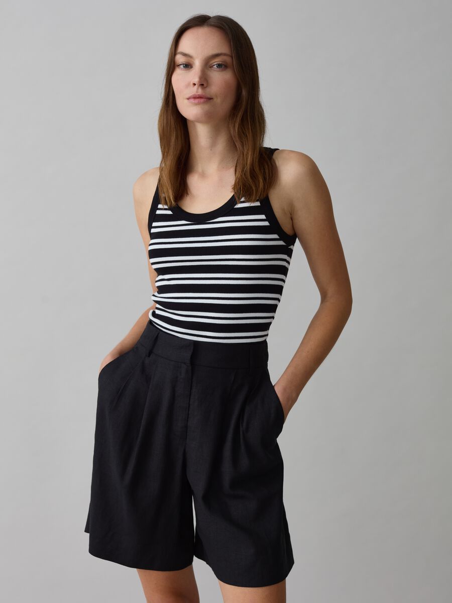 Ribbed tank top with striped pattern_0