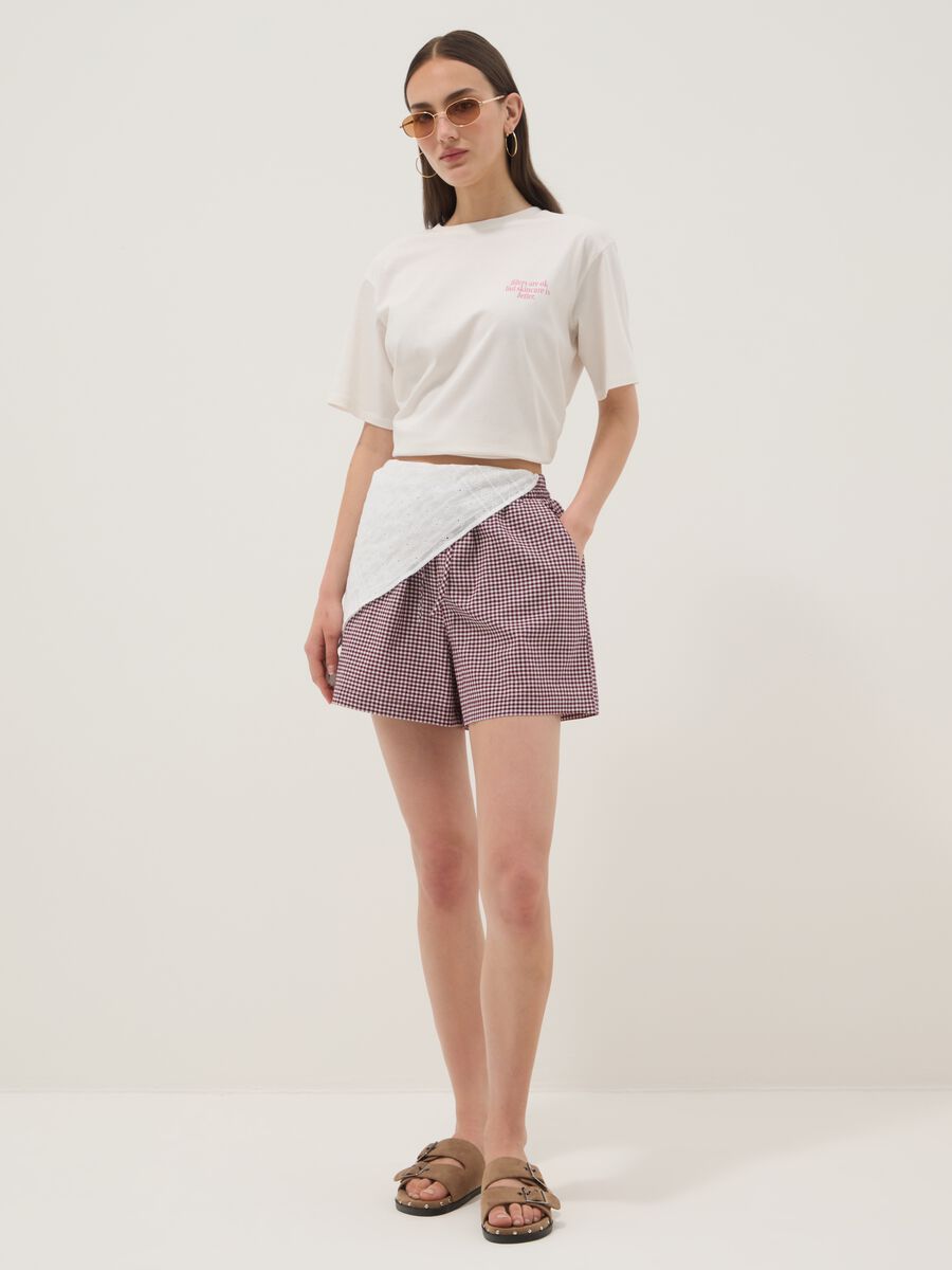 Shorts viola in cotone elasticizzato regular fit_0