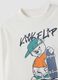 White pure cotton oversized fit T-shirt with skate print for boys_2