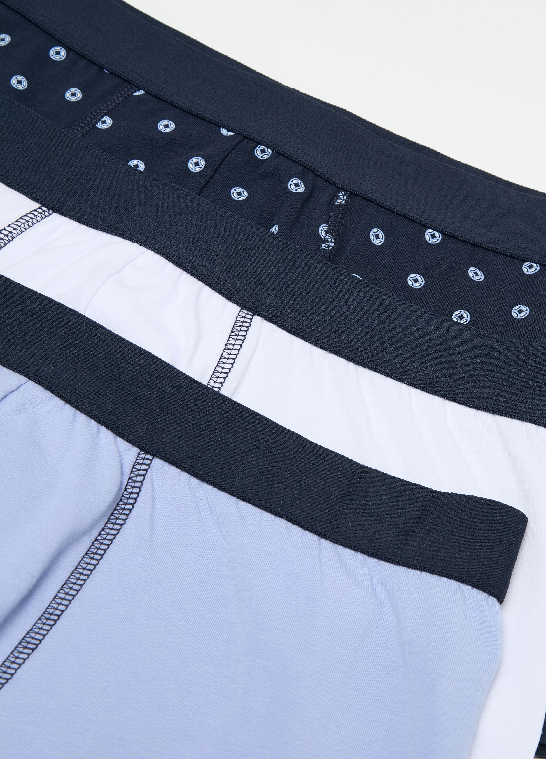 Three-pair pack boxer shorts in stretch cotton with micro pattern