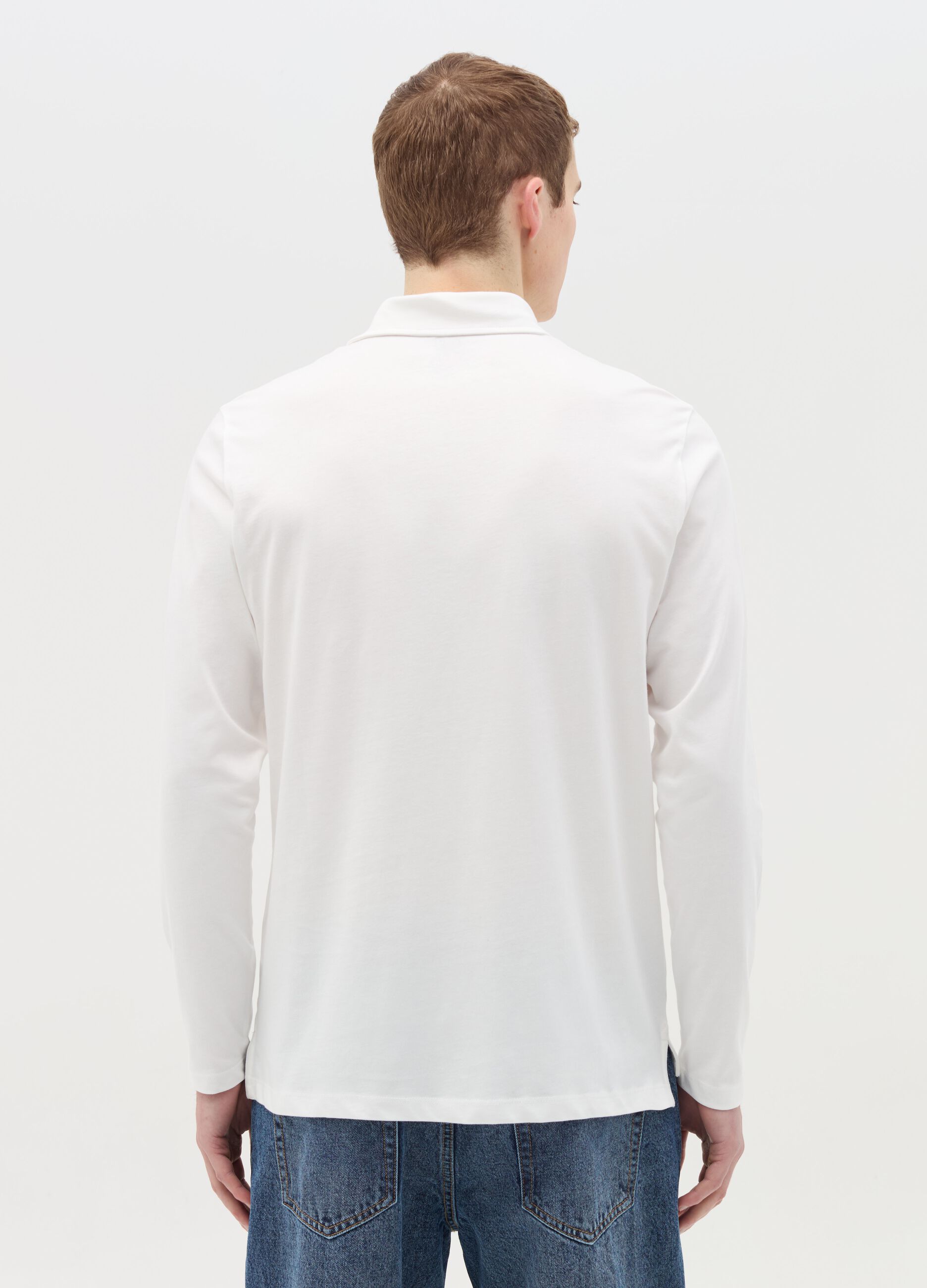 Cotton polo shirt with long sleeves