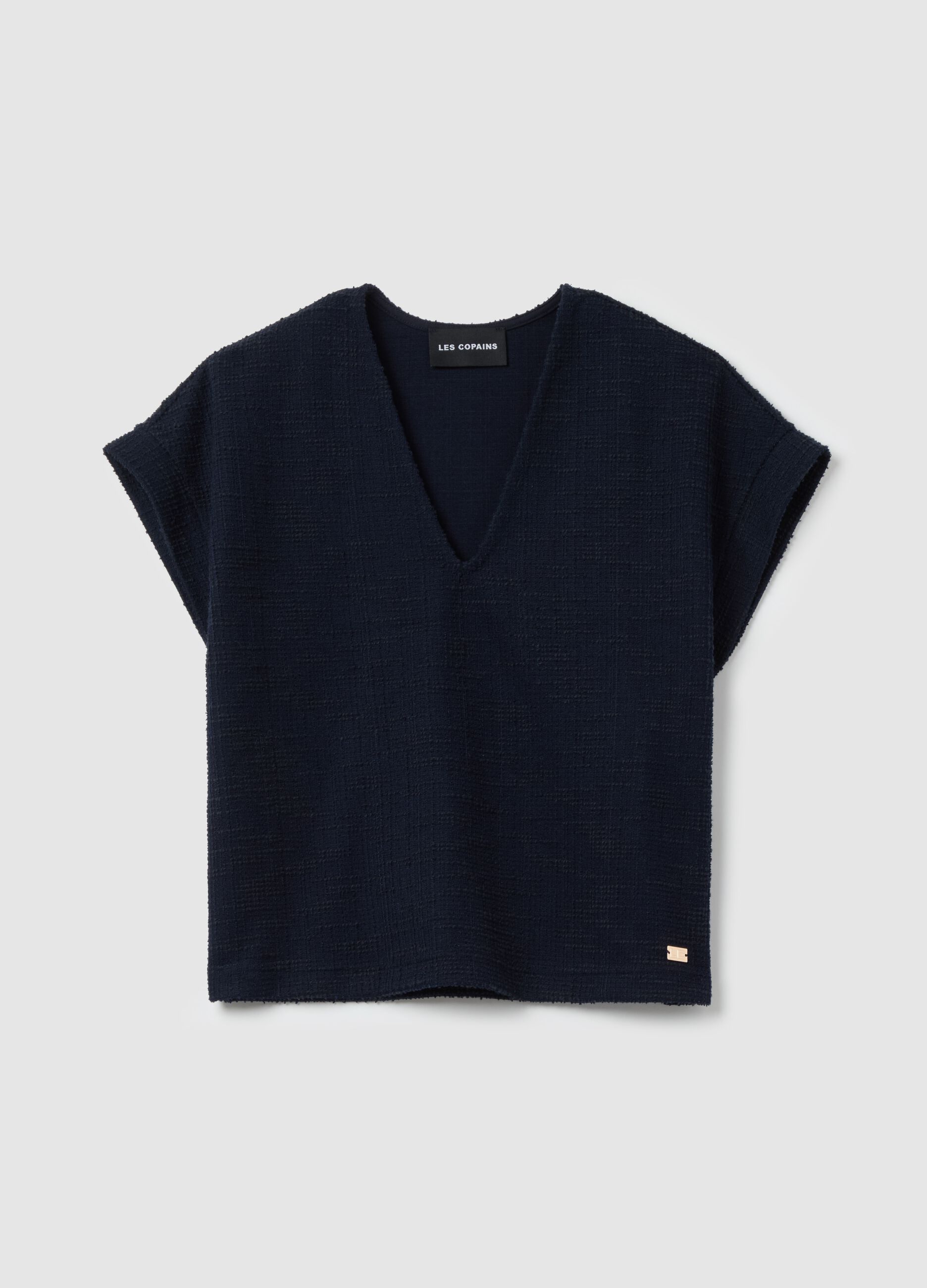 Woven T-shirt with kimono sleeves