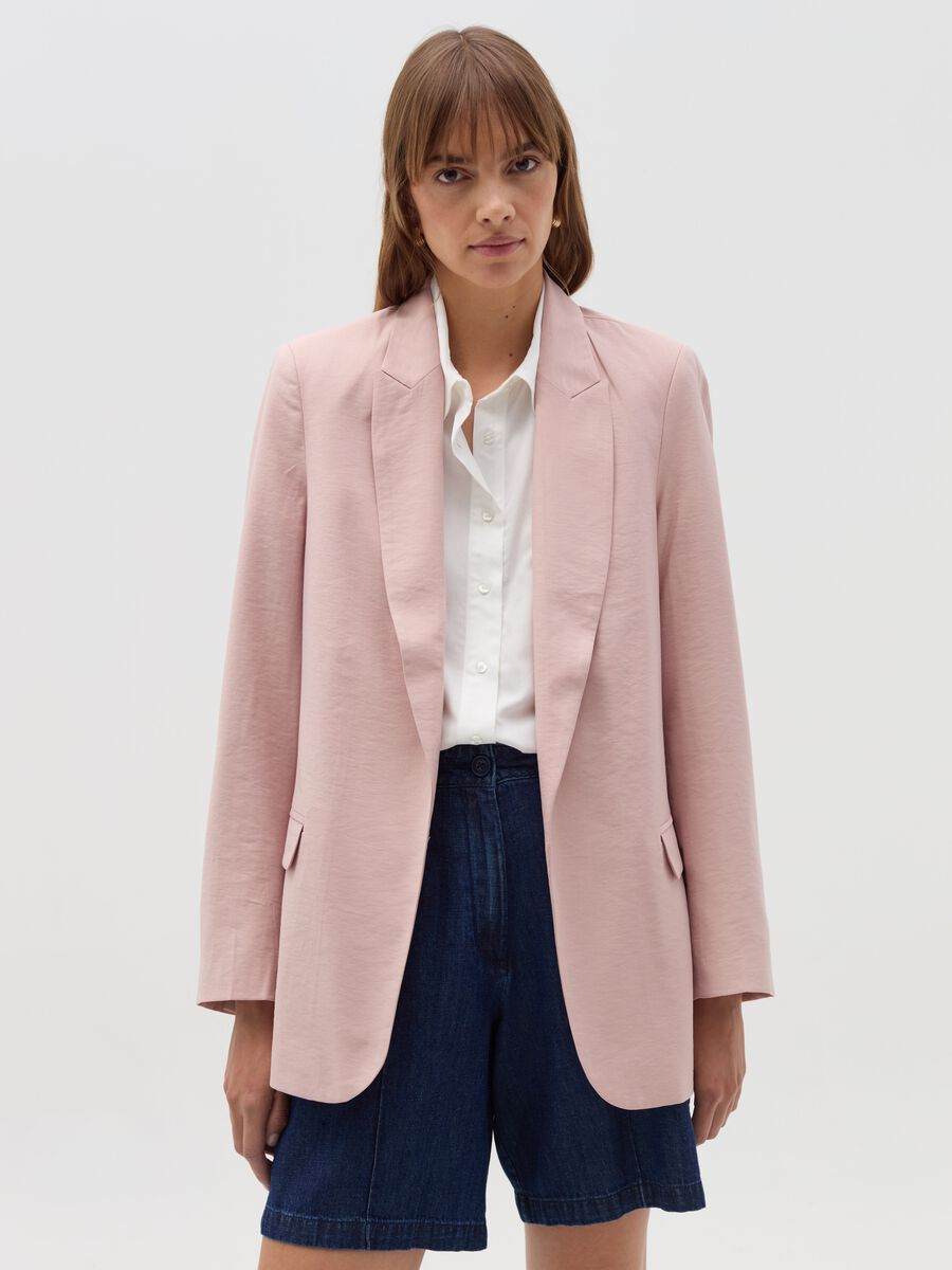 Blazer aperto regular fit tinta unita_0