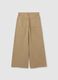 Girls' beige wide leg pure cotton trousers_4