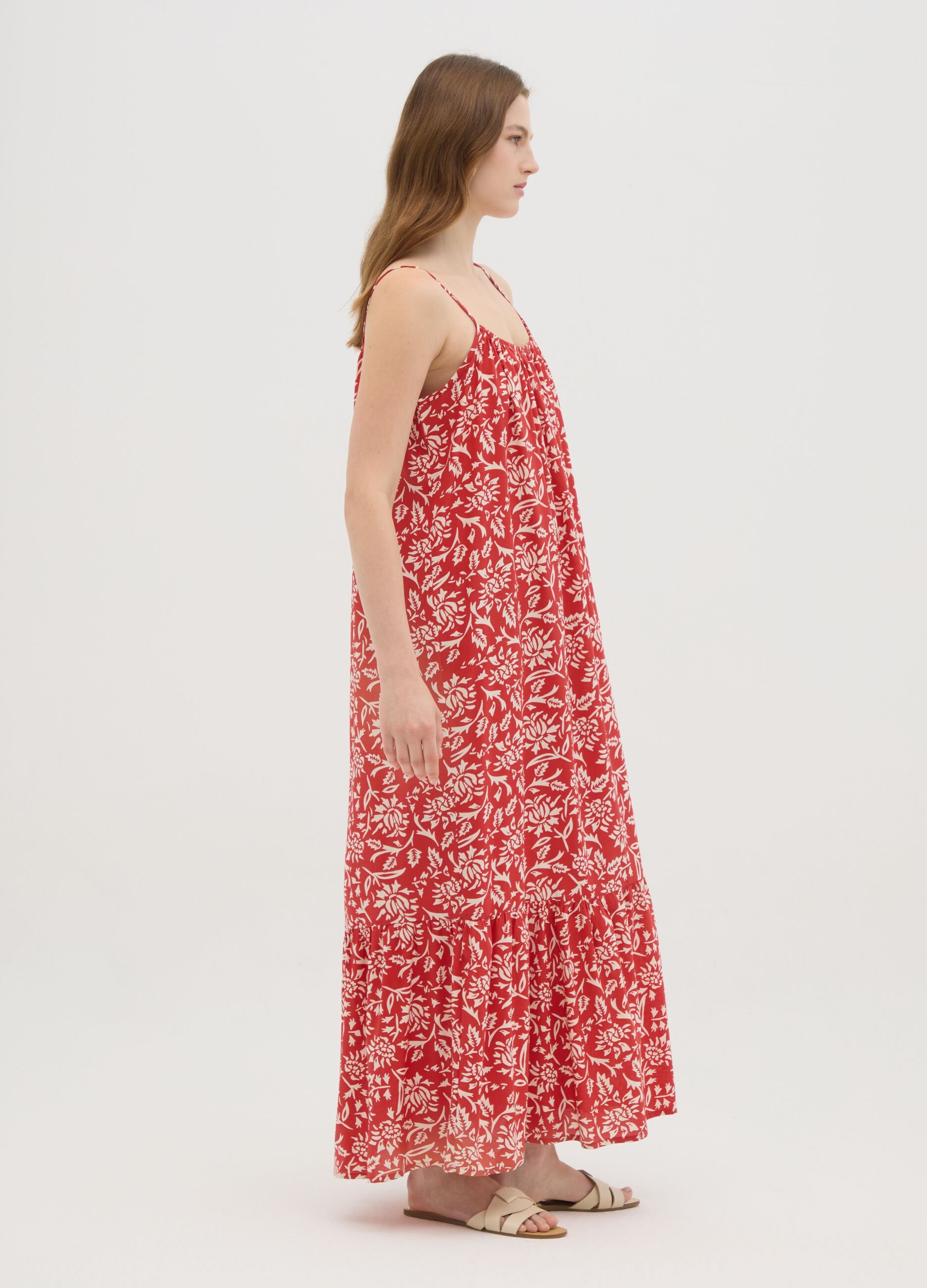 Women's long dress in multicoloured viscose wide fit