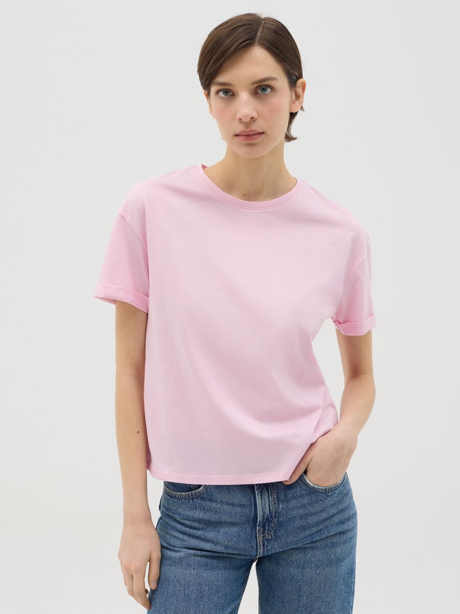 T-shirt in cotone boxy fit rosa_0