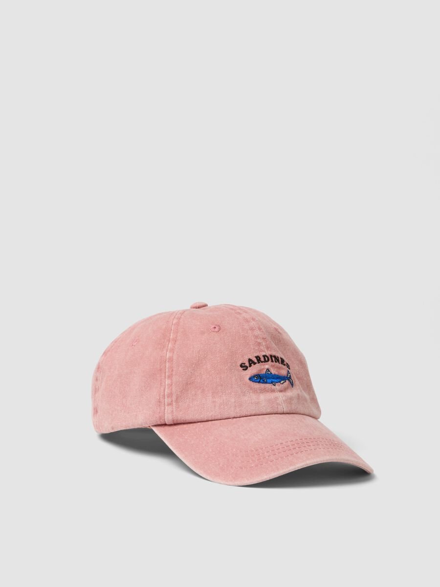 Pink pure cotton baseball cap with embroidered phrase_0