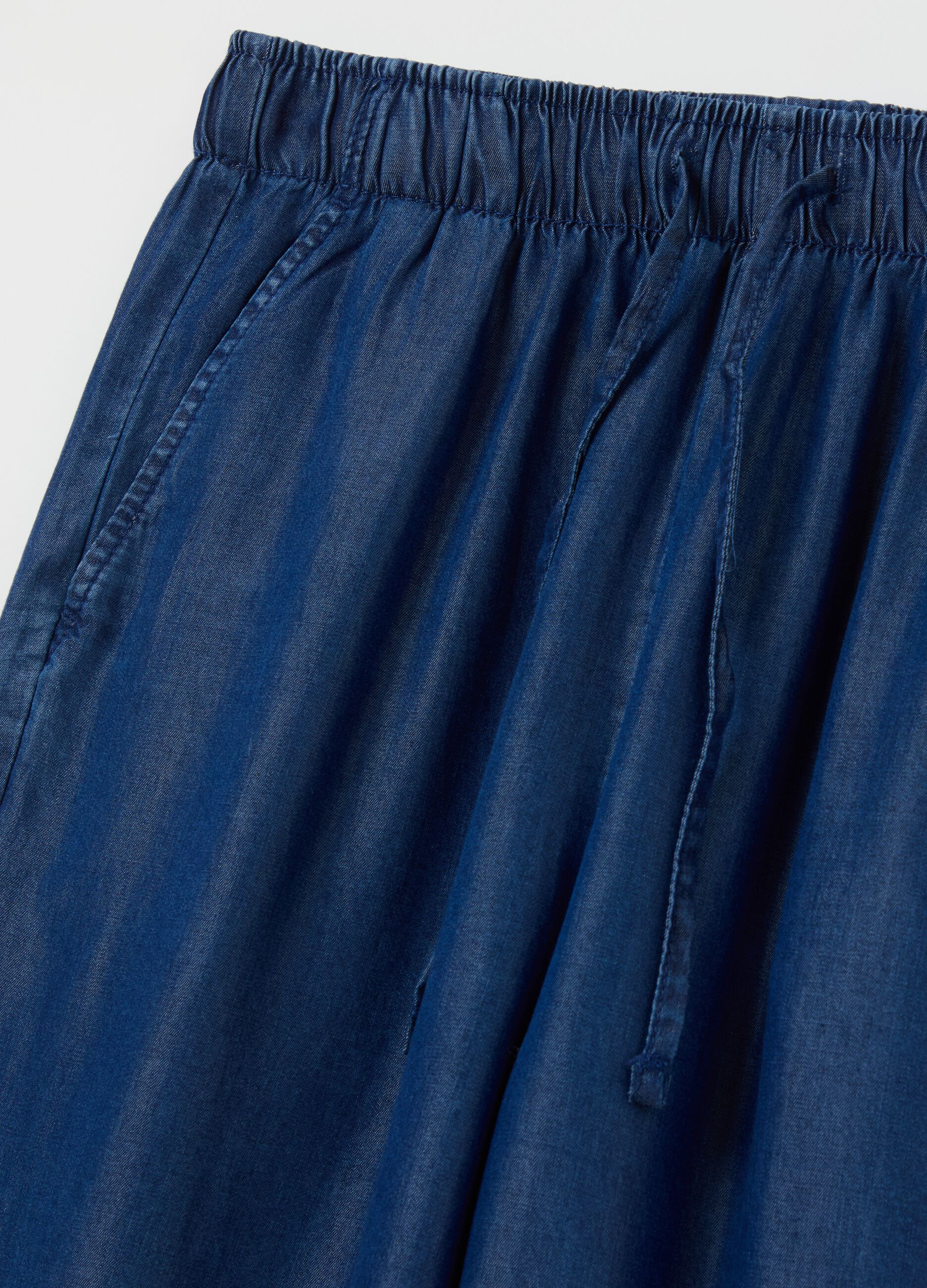 Denim-effect wide-leg fluid joggers