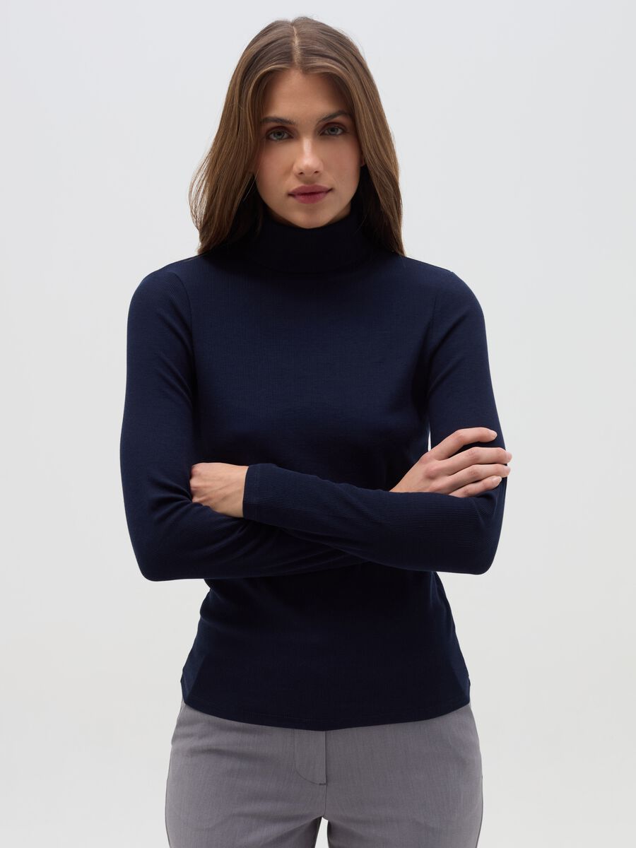 Stretch cotton and modal turtleneck jumper_0