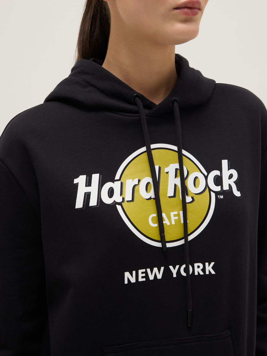 Black pure cotton regular fit hoodie with Hard Rock Cafe logo_3