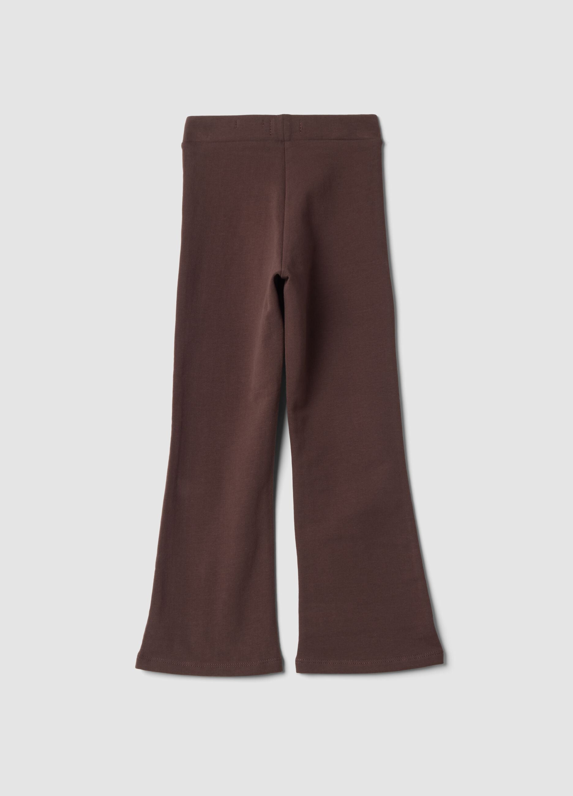 Brown flared leggings in stretch organic cotton
