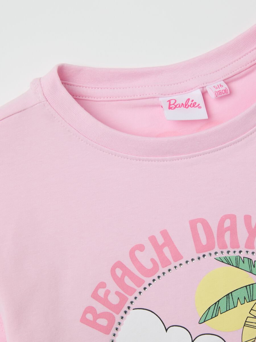 Pink Barbie print stretch cotton T-shirt_3