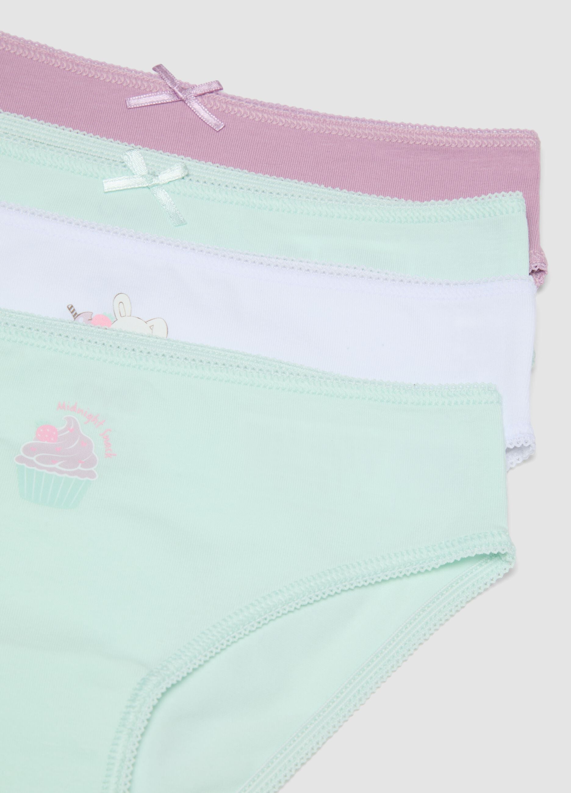 Pack of seven multicolour girls&rsquo; briefs in stretch organic cotton