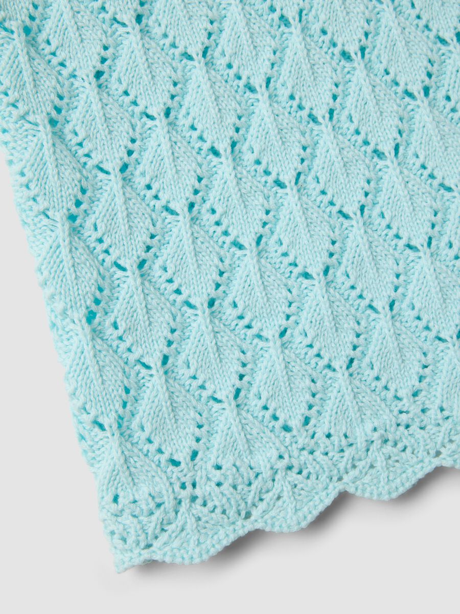 Gilet azzurro in crochet di puro cotone regular fit_5
