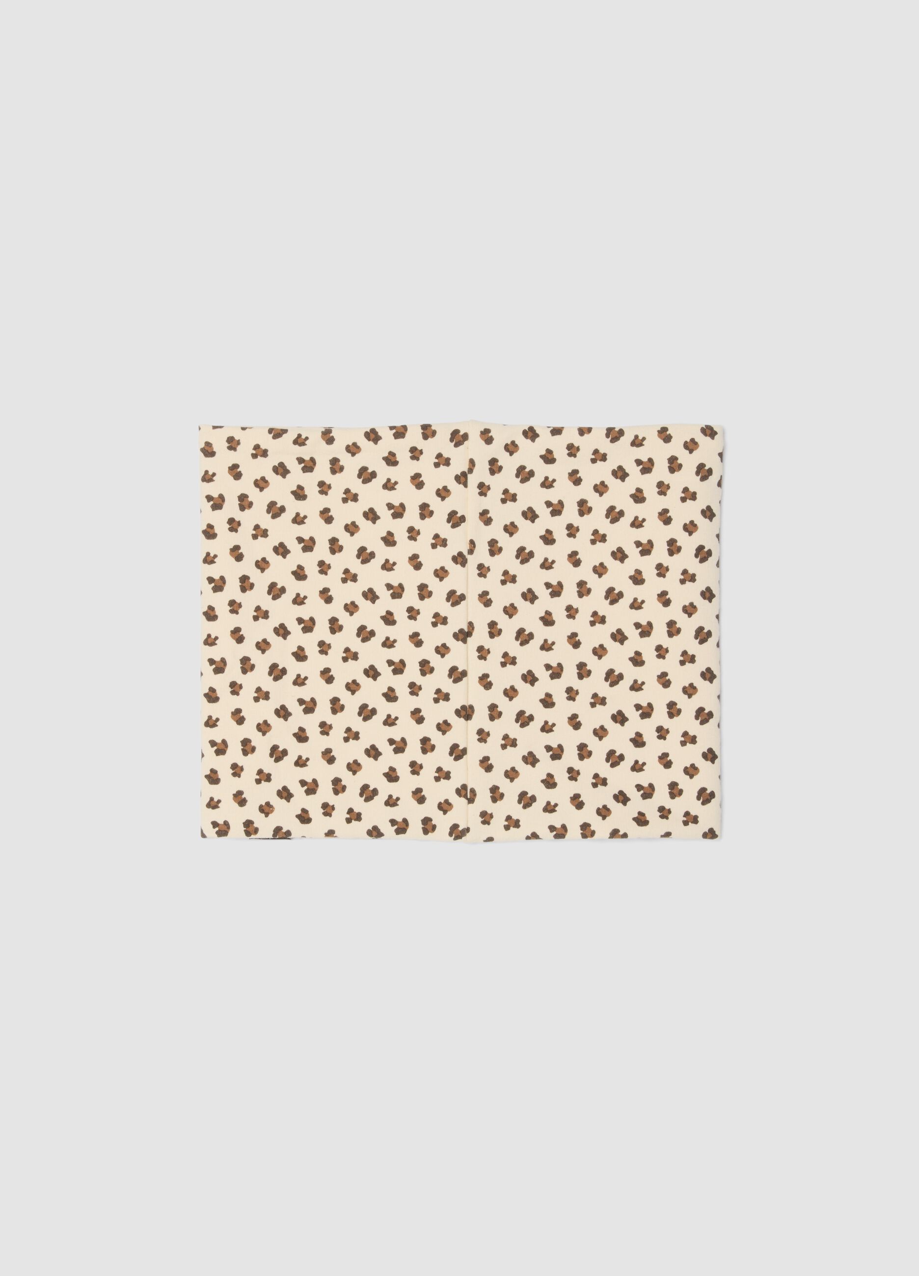 Beige stretch-cotton animal print scarf for girls