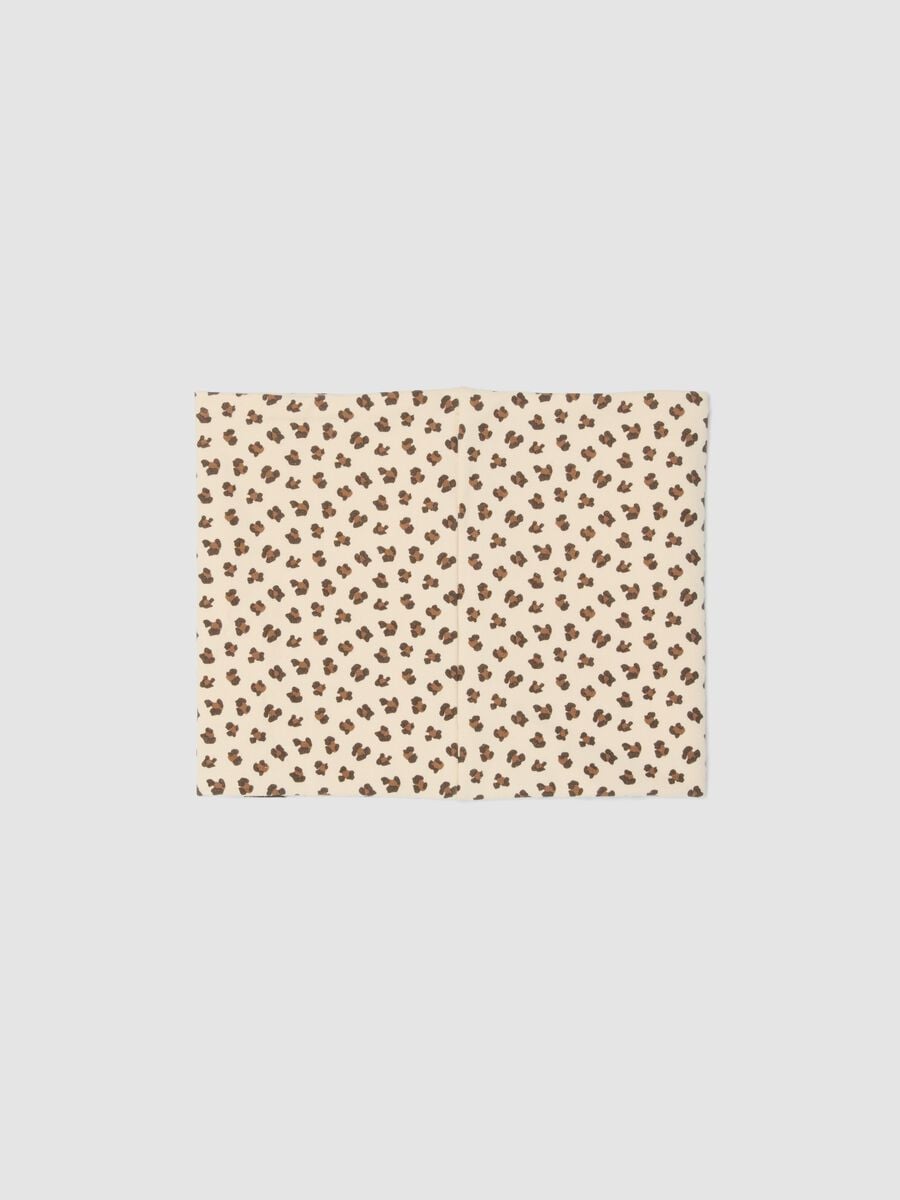 Sciarpa beige in cotone elasticizzato con stampa animalier per bambina_1