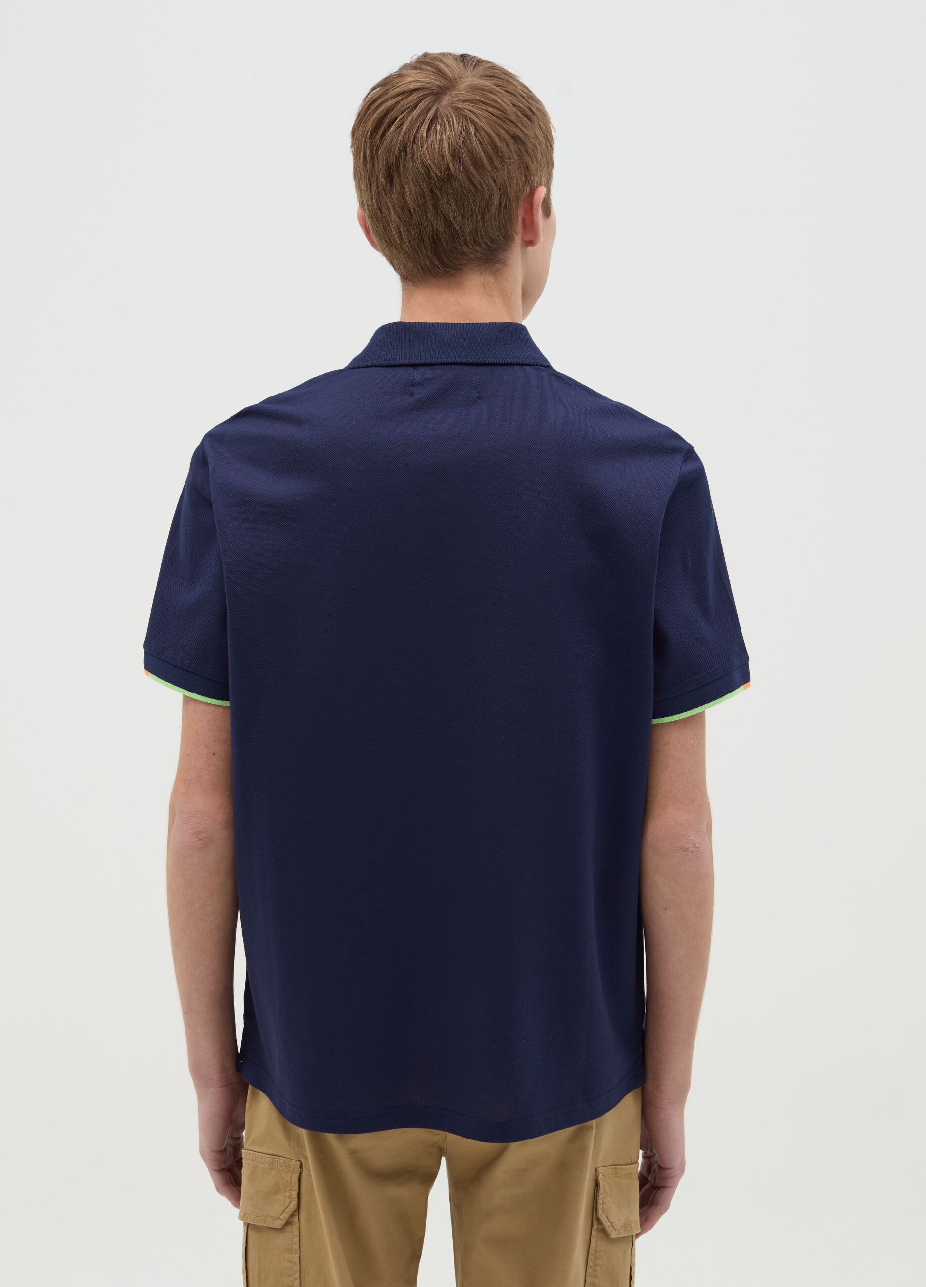 Pique polo shirt with logo print