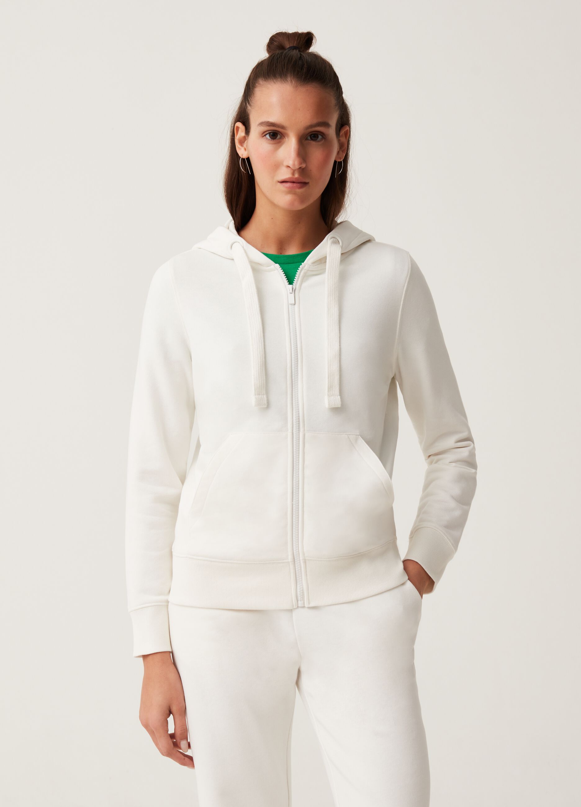 Fitness full-zip fleece sweatshirt with hood