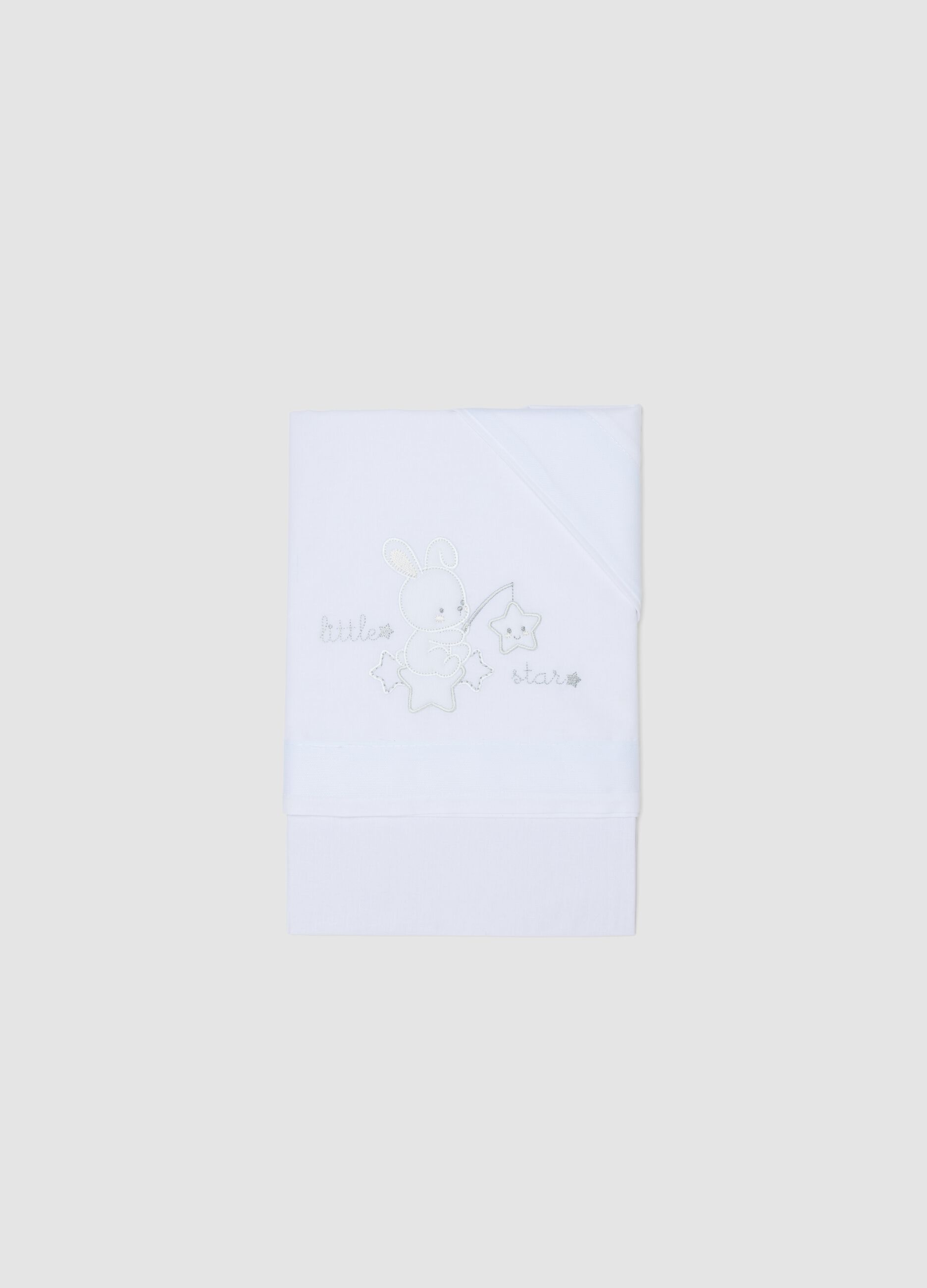 Pure white cotton baby sheet with embroidery