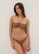 Brown bandeau bikini top in stretch fabric_1