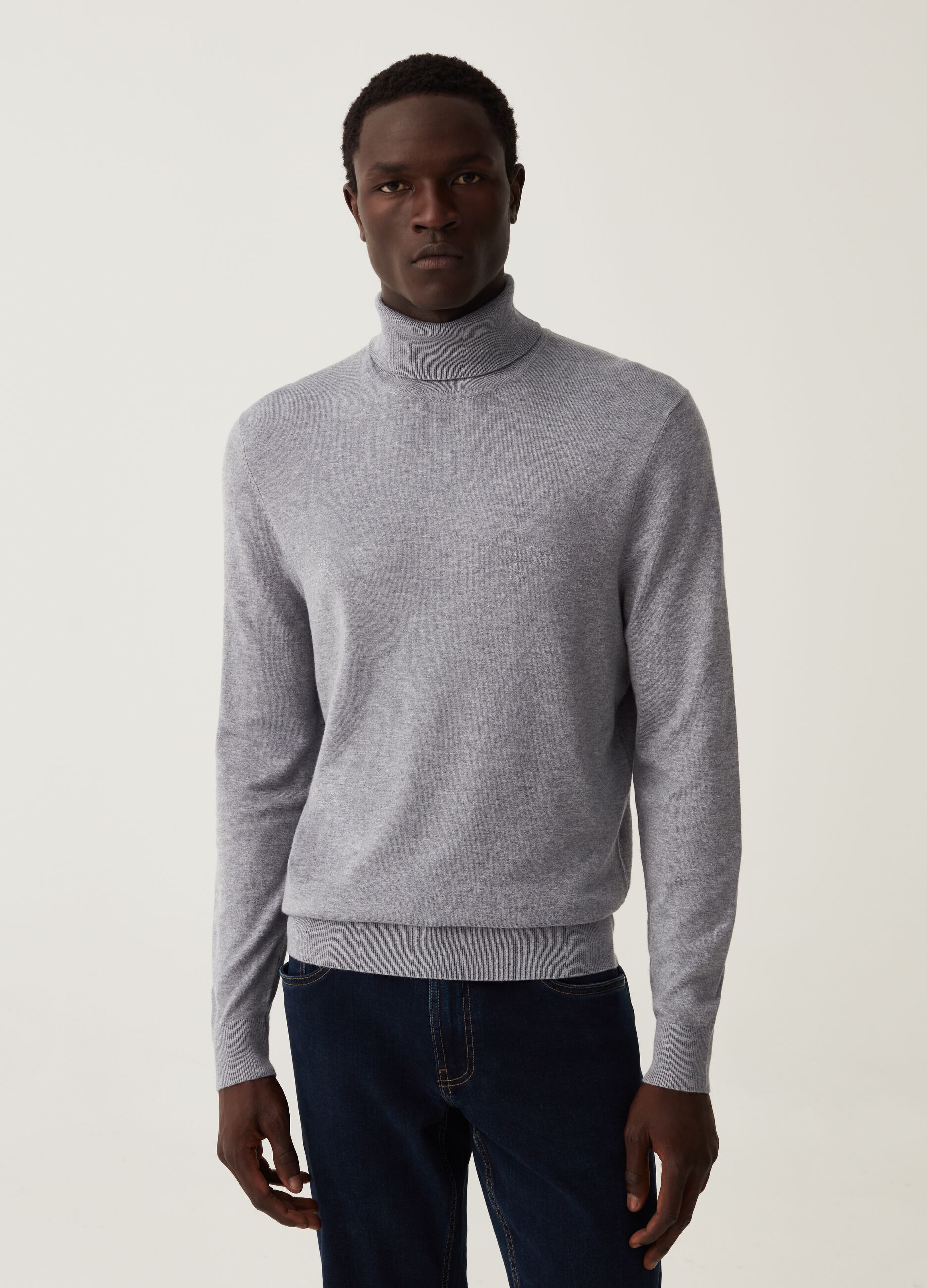 Pullover a collo alto Grigio chiaro melange da Uomo OVS