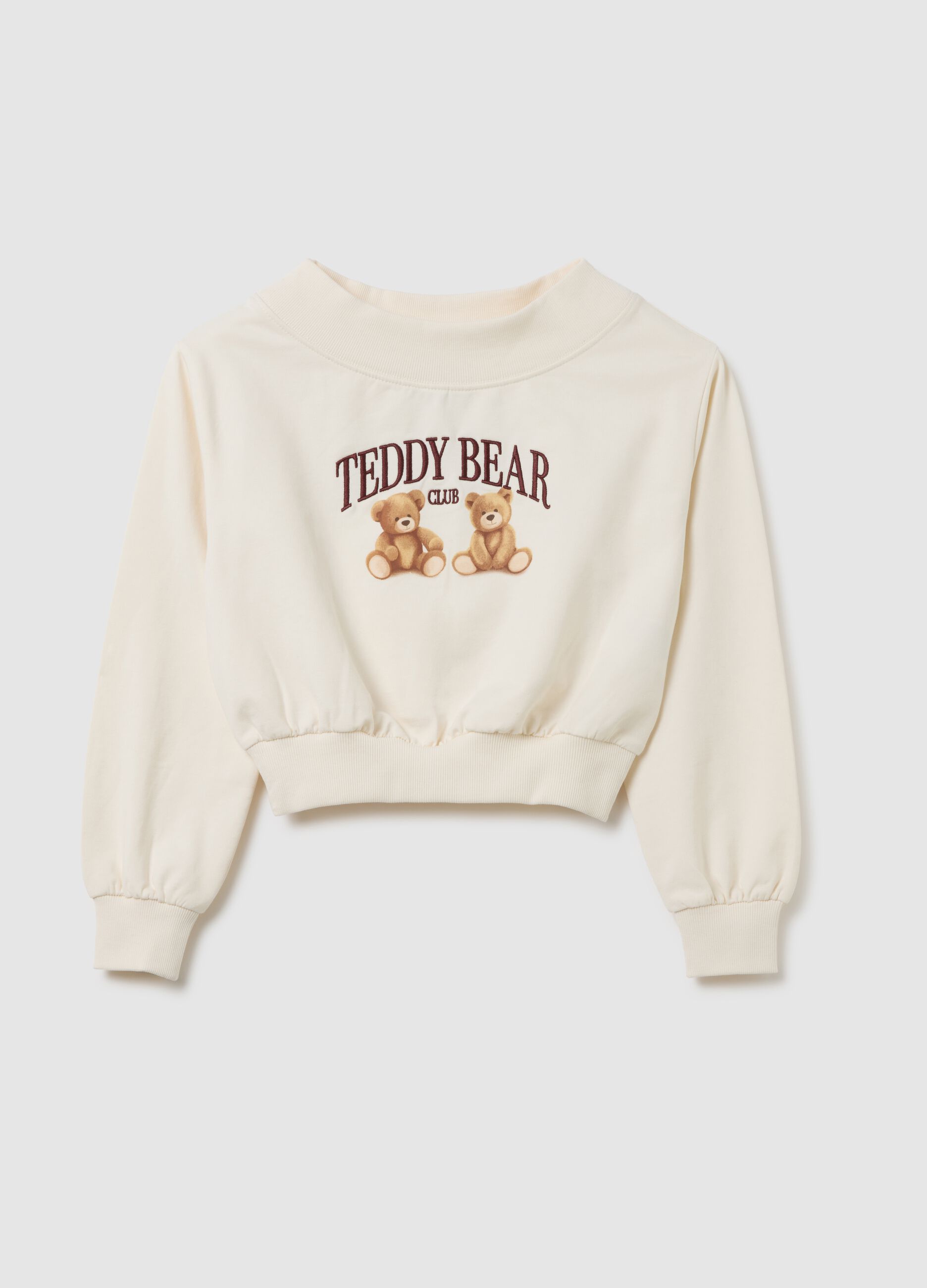 Beige cotton relaxed fit girls' sweatshirt