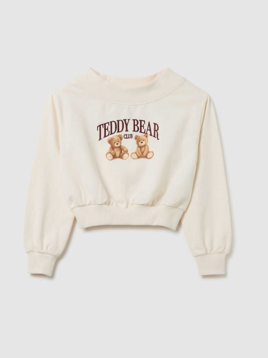 Beige cotton relaxed fit girls' sweatshirt_3
